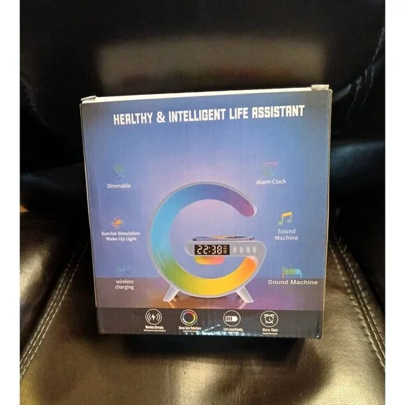 LED Desk Lamp Night Light Wireless Charger Alarm Clock w/Bluetooth Speaker 15W - Picture 5 of 10